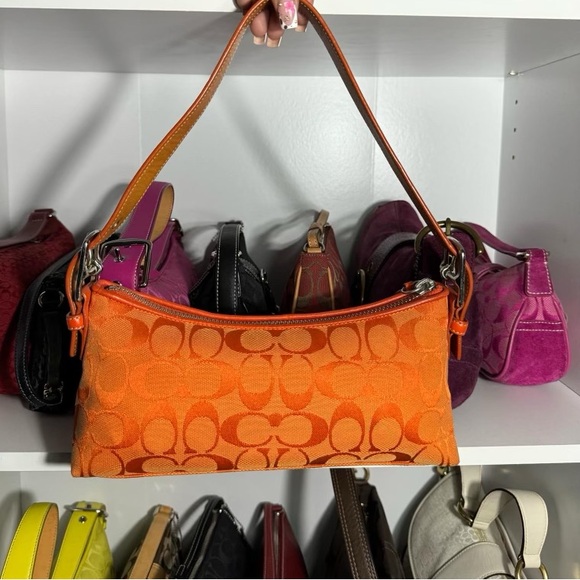 Orange Coach East West Baguette Shoulder Bag - Picture 6 of 7